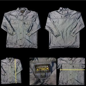 VTG 90s Jeans Jacket Baggy Oversized XL Hip-hop Street wear Reflective Silvered